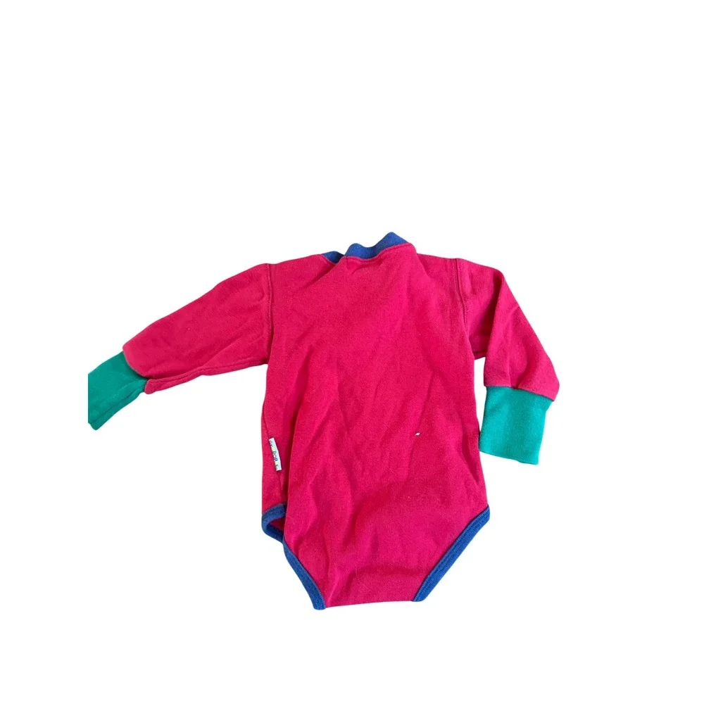 Vintage Gymboree Bodysuit Red Blue Green Colorblock Embroidered Infant Cotton